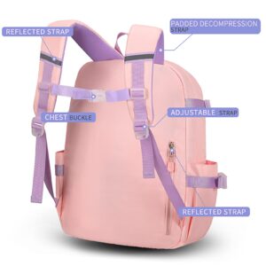 PRLINJSK Backpack for Girls, Kids School Bags for Kindergarten and Elementary, Kawaii Bunny Bookbags with Pencil Case