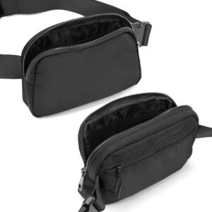 Seadamoo Mini Black Fanny Pack Crossbody Bags for Women and Men, Waterproof Belt Bag with Adjustable Strap for Traveling Running Hiking Cycling.