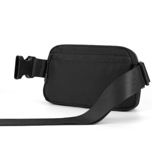 Seadamoo Mini Black Fanny Pack Crossbody Bags for Women and Men, Waterproof Belt Bag with Adjustable Strap for Traveling Running Hiking Cycling.