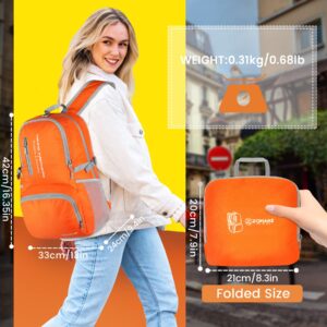 ZOMAKE Lightweight Packable Backpack - 35L Light Foldable Hiking Backpacks Water Resistant Collapsible Daypack for Travel(Orange)