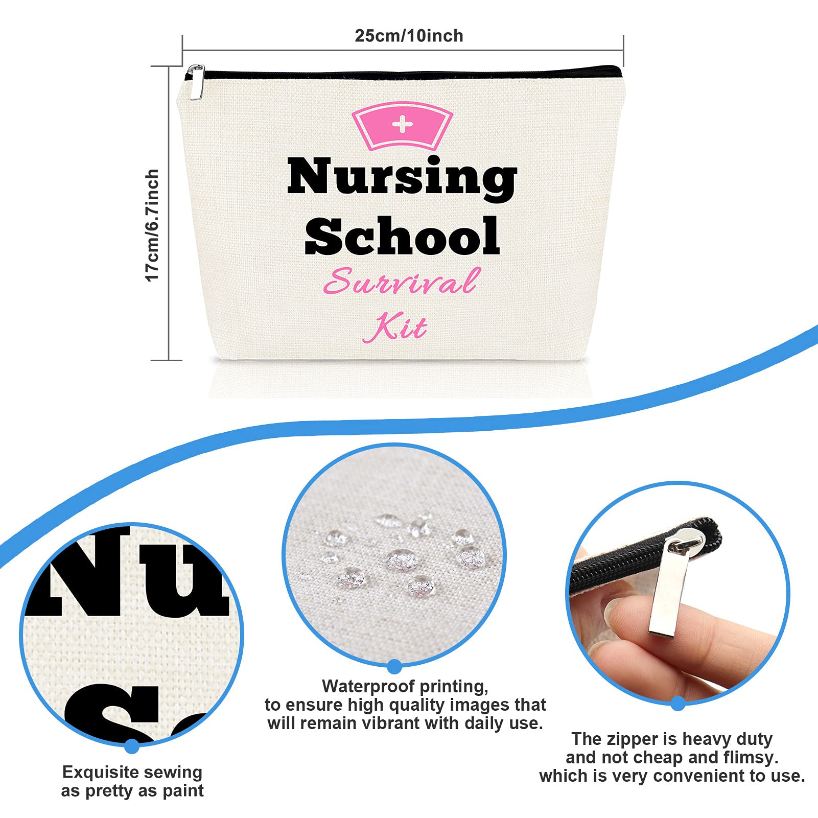 Nursing School Gifts Cosmetic Bag Gift Nurse Gifts for Women Nurse Makeup Bag Practitioner Gift Nurse Appreciation Gift Nurses Day Birthday Graduation Gift for Nurse Nursing Student Makeup Pouch