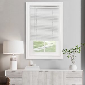 Cordless Light Filtering Mini Blinds for Indoor Windows - 32 Inch Width, 64 Inch Length, 1" Slat Size - Pearl White - Cordless GII Morningstar Window Blinds for Interior by Achim Home Decor