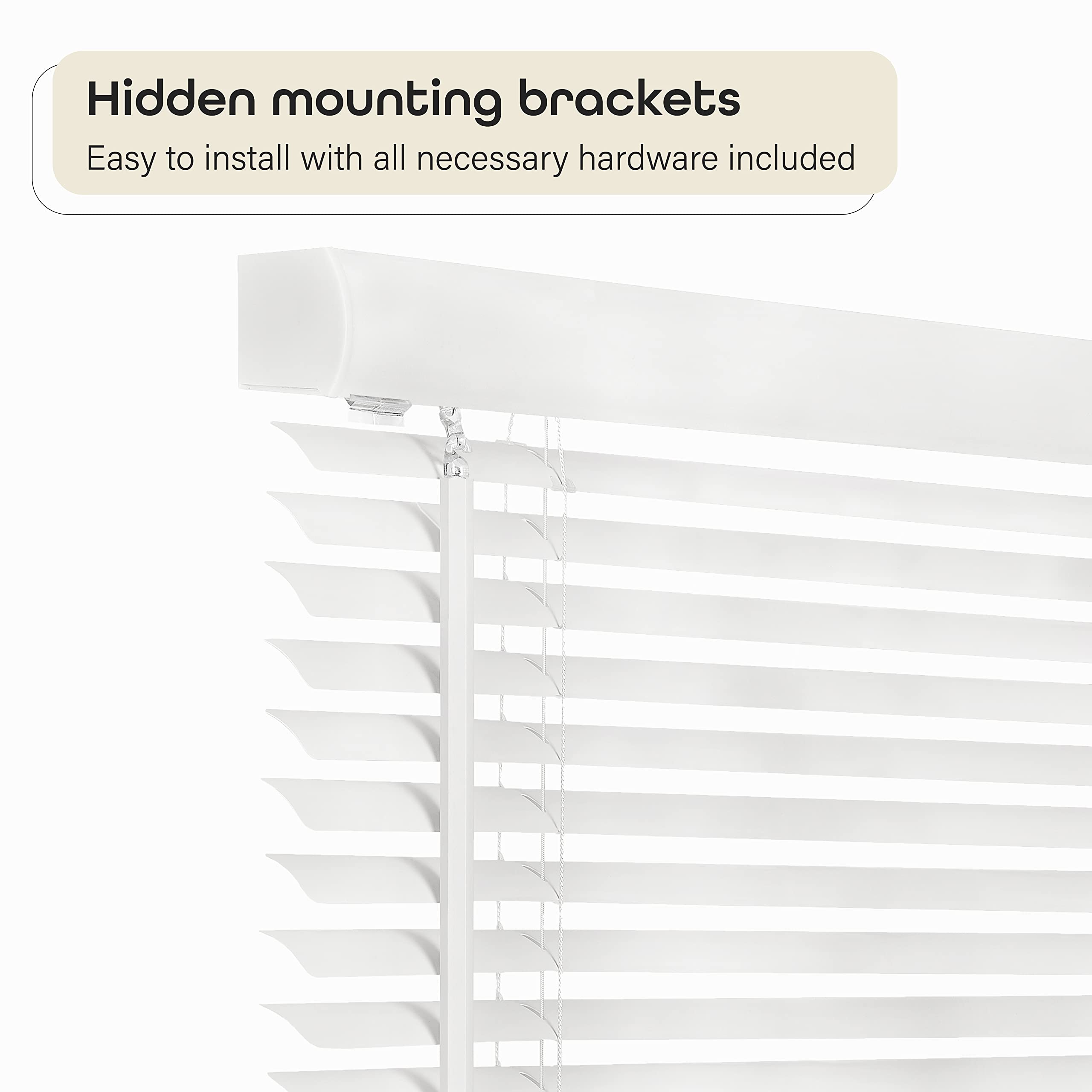 Cordless Light Filtering Mini Blinds for Indoor Windows - 32 Inch Width, 64 Inch Length, 1" Slat Size - Pearl White - Cordless GII Morningstar Window Blinds for Interior by Achim Home Decor