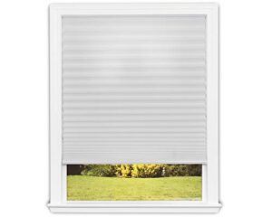 redi shade no tools easy lift trim-at-home cordless pleated light filtering fabric shade white, 48 in x 64 in, (fits windows 31 in - 48 in)