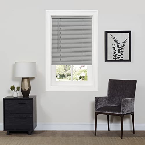 Cordless Room Darkening Mini Blind - 35 Inch Width, 64 Inch Length, 1" Slat Size - Gray - Cordless GII Deluxe Sundown Horizontal Windows Blinds for Interior by Achim Home Decor