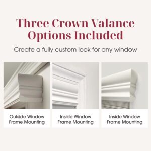 ARLO BLINDS Faux Wood Blinds with Crown Valance - 34.25" W x 60" H, White Cordless 2 Inch Horizontal Blinds - for Bedroom, Bathroom, Living Room, Glass Door Interior Windows