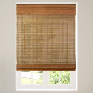 calyx interiors cordless bamboo roman shade blind, light filtering, 30.5" w x 48" h, ceylon light russet