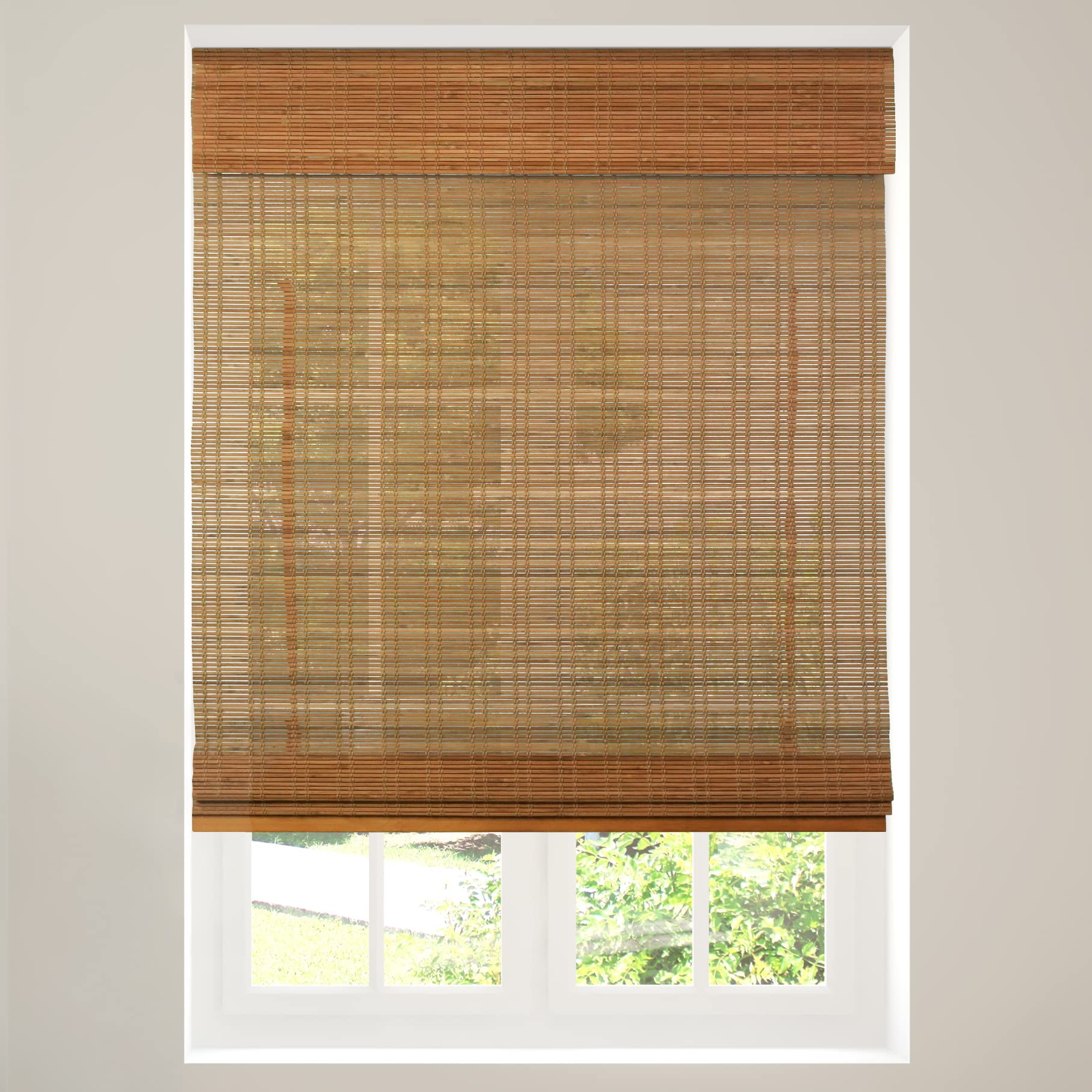 CALYX INTERIORS Cordless Bamboo Roman Shade Blind, Light Filtering, 30.5" W x 48" H, Ceylon Light Russet