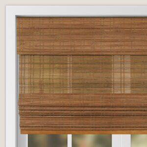 CALYX INTERIORS Cordless Bamboo Roman Shade Blind, Light Filtering, 30.5" W x 48" H, Ceylon Light Russet