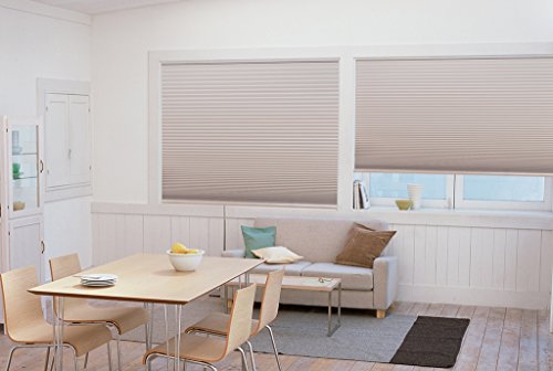 Redi Shade No Tools Easy Lift Trim-at-Home Cordless Pleated Light Blocking Fabric Shade Natural, 36 in x 64 in, (Fits windows 19 in - 36 in)