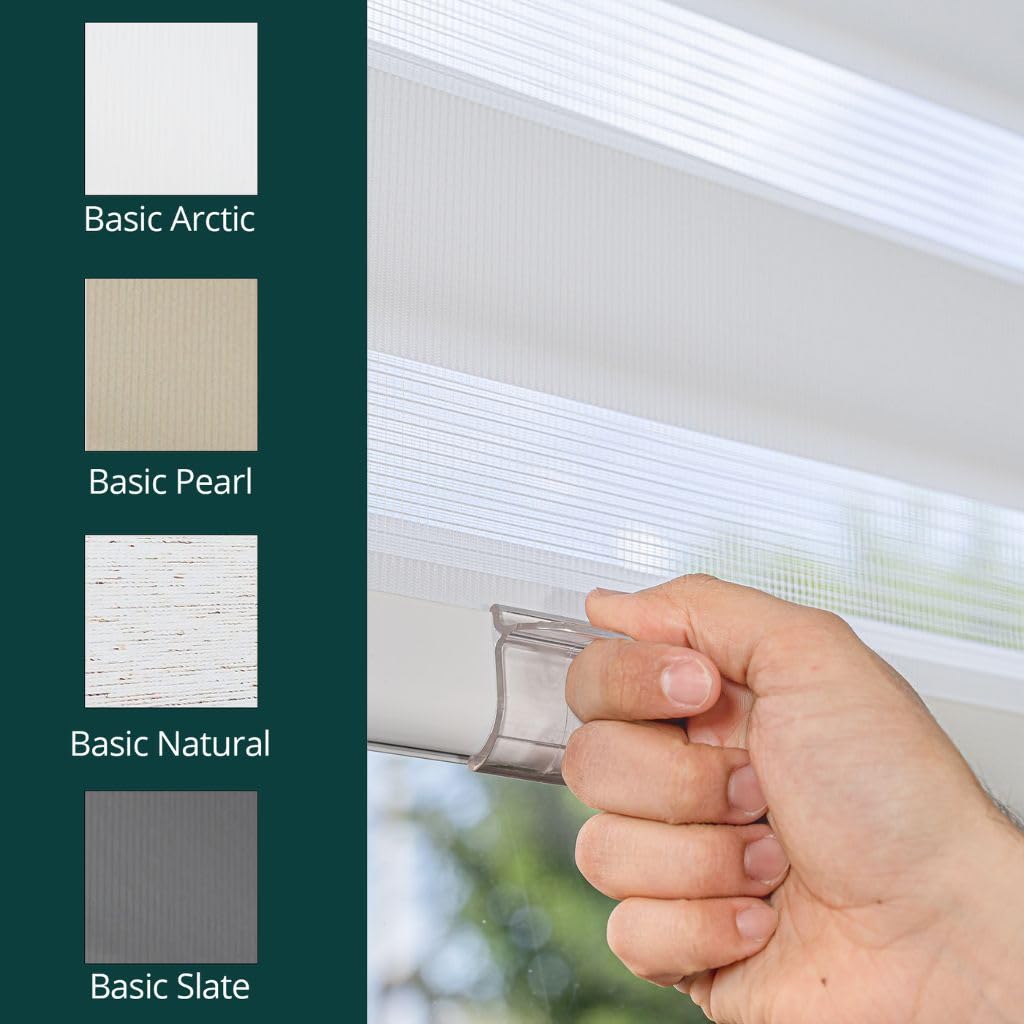 CHICOLOGY Zebra Blinds, Roller Window Shades, Blinds for Windows, Roller Shades for Windows, Window Shades for Home, Window Shades, Pull Down Shades for Windows, 22" W X 72" H, Basic Arctic