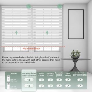 Yoolax Motorized Zebra Blinds Works with Alexa, Motorized Blinds with Remote Custom Size, Privacy Electric Blinds Zebra Blinds for Windows (White Matte)