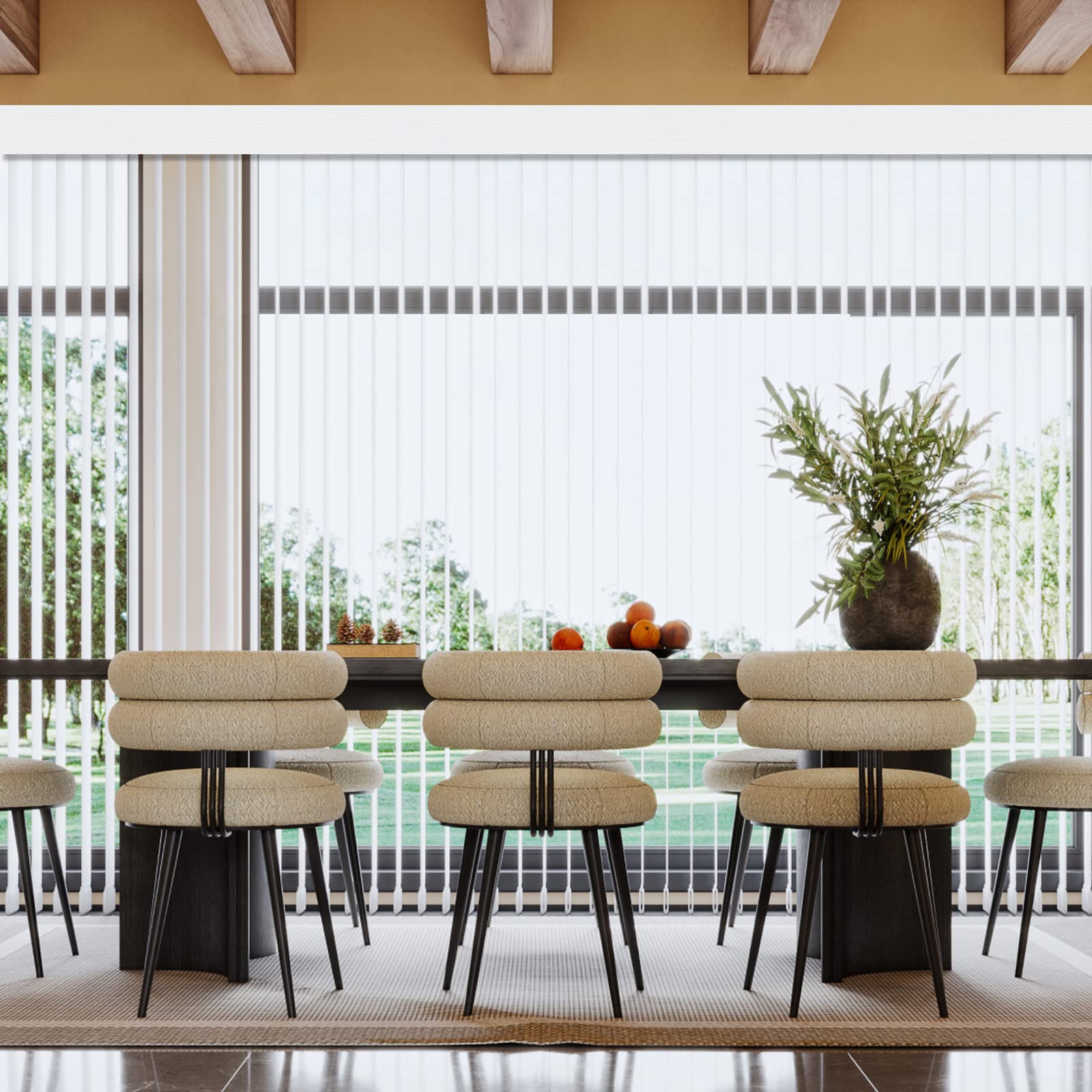 Cordless Vertical Blinds Window Blind, White Blackout Fabric Vertical Blind, Energy Saving UV Protection Noise Reduce Vertical Blinds for Sliding Glass Doors, Patio Doors