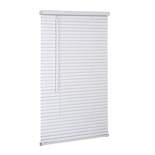 LOTUS & WINDOWARE Cordless Light Filtering, 1" Vinyl Mini Blind 59" Wide x 60" Long - White (MLX5960WH) - Horizontal Window Blinds for Interior, Door Blinds - Camper Blinds, 1" Slat Size