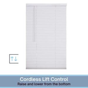 LOTUS & WINDOWARE Cordless Light Filtering, 1" Vinyl Mini Blind 59" Wide x 60" Long - White (MLX5960WH) - Horizontal Window Blinds for Interior, Door Blinds - Camper Blinds, 1" Slat Size