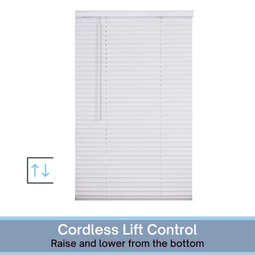 LOTUS & WINDOWARE Cordless Light Filtering, 1" Vinyl Mini Blind 59" Wide x 60" Long - White (MLX5960WH) - Horizontal Window Blinds for Interior, Door Blinds - Camper Blinds, 1" Slat Size