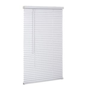 lotus & windoware cordless light filtering, 1" vinyl mini blind 52" wide x 54" long - white (mlx5254wh) - horizontal window blinds for interior, door blinds - camper blinds, 1" slat size