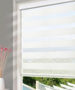 homebox zebra blinds for indoor windows roller, window shades light filtering sheer light control day and night mini blinds for kitchen bathroom, 22" w x 72" h white