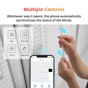 SwitchBot Blind Tilt Motorized Blinds - Smart Electric Blinds with Bluetooth Remote Control, Solar Powered, Light Sensing Control, Add Hub to Make it Compatible with Alexa & Google Home