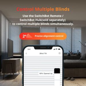 SwitchBot Blind Tilt Motorized Blinds - Smart Electric Blinds with Bluetooth Remote Control, Solar Powered, Light Sensing Control, Add Hub to Make it Compatible with Alexa & Google Home