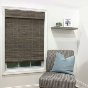 Radiance Cordless Bamboo Roman Shades for Windows - Flatstick Bamboo Blinds for Semi-Private Light Control - Easy to Lift & Fold Up Window Shades - Driftwood - 46 in. W x 64 in. L - (2216618E)