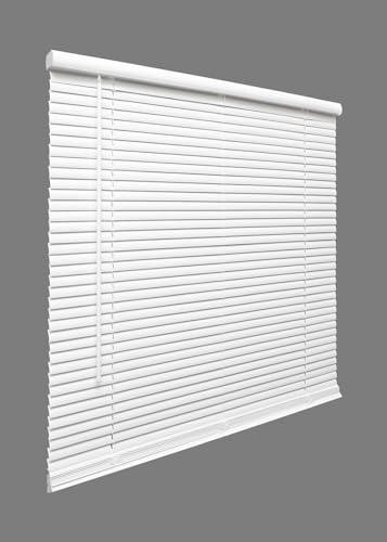 Vinyl Mini Blinds 1-inch Cordless Room Darkening Blind for Windows - Starting at $9.97 - (Over 1,400 Add'l Custom Sizes) Vinyl Blinds, Mini Blinds, Window Blinds Cordless, White - 26" W x 60" H