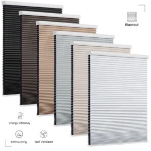 Changshade Cordless Blackout Cellular Shade, Honeycomb Shade with The Diameter of 1.5 inch Honeycombs, Room Darkening Pleated Window Shade for Bedroom, Children Room, 24 inches Wide, Taupe CEL24TP64C