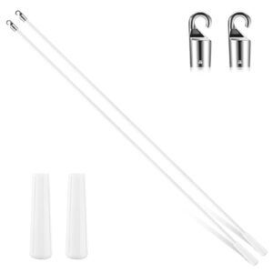 bokon 2 pieces white fiberglass blind wand vertical blinds replacement parts blinds stick replacement with hook and handle curtain stick blind tilt wand for window opener accessory (36 inch)