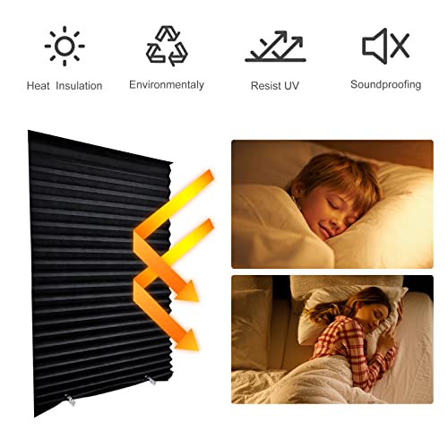 Blackout Blinds for Windows Cordless Blinds Temporary Shades Blinds No Drill Mini Blinds Black Out Blinds for Window of Bedroom,Bathroom,Kitchen Office (Black-high Shading, 23.6 * 59"(60 * 150cm))