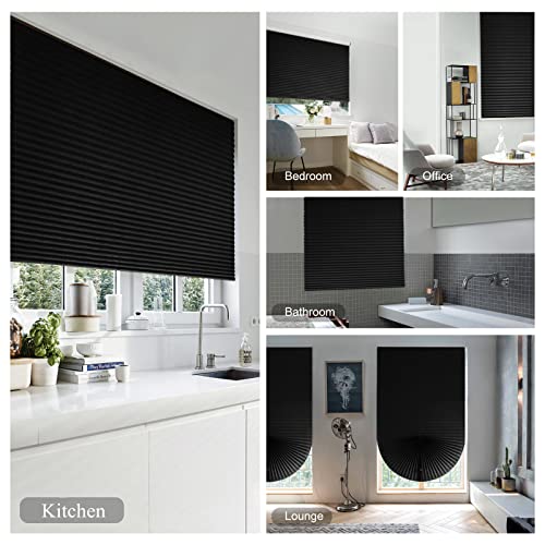 Blackout Blinds for Windows Cordless Blinds Temporary Shades Blinds No Drill Mini Blinds Black Out Blinds for Window of Bedroom,Bathroom,Kitchen Office (Black-high Shading, 23.6 * 59"(60 * 150cm))