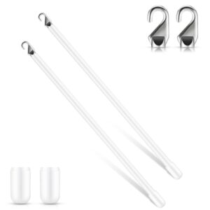therwen 2 pcs pvc long blind wand replacement with hook and handle white vertical blinds wand opener stick curtain wand tilt rod for windows accessory curtain door shades (12 inch)