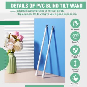 Therwen 2 Pcs PVC Long Blind Wand Replacement with Hook and Handle White Vertical Blinds Wand Opener Stick Curtain Wand Tilt Rod for Windows Accessory Curtain Door Shades (12 inch)