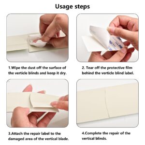 16 Pcs Vertical Blind Repair Tabs 2 Inch Width White Horizontal Blinds Replacement Slats Panels Self-Adhesive Blinds Replacement Fixers for Repair Damaged Blinds Blades