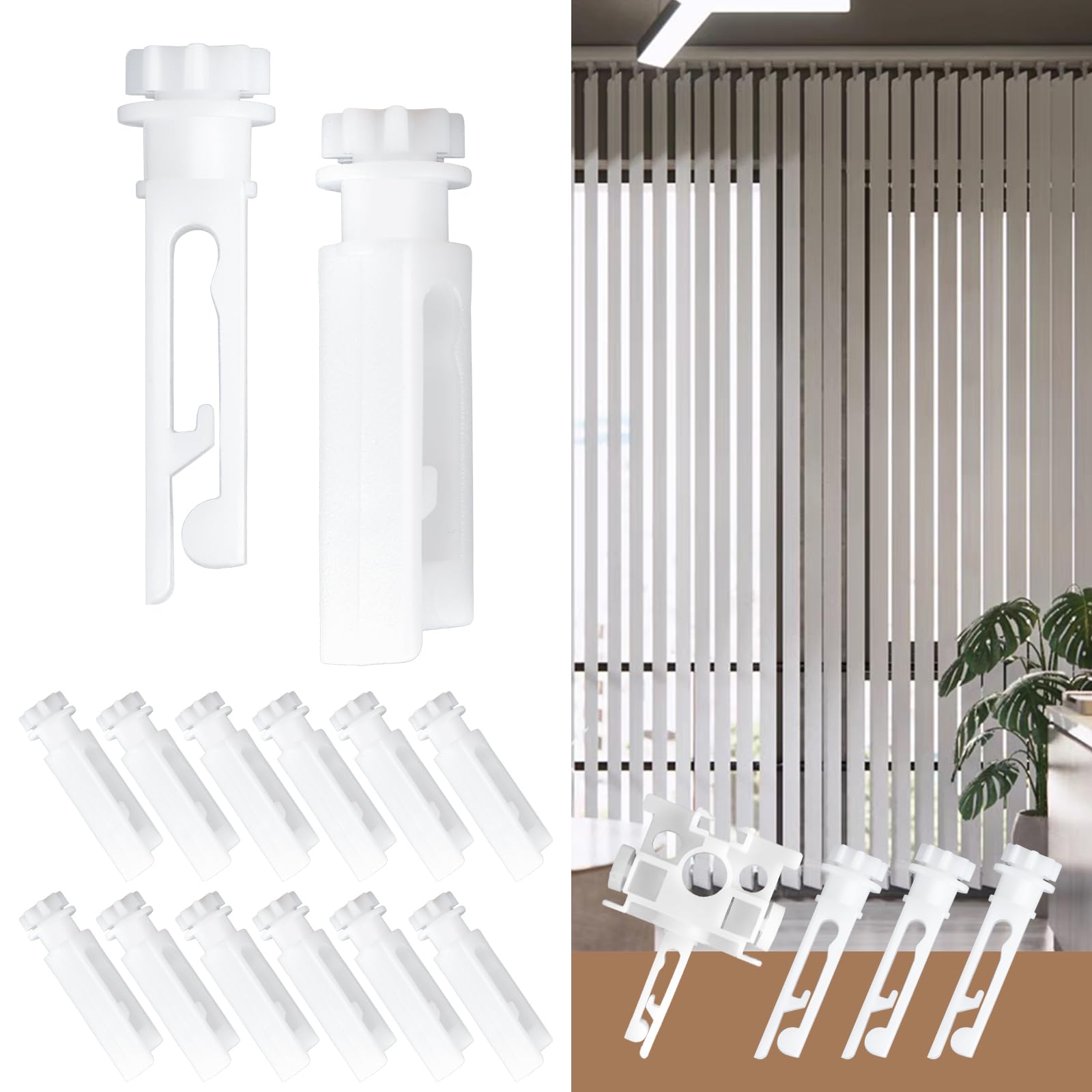 20 Pieces Vertical Blind Repair Carrier with Stem White Plastic Vertical Blind Repair Replacement Parts Vertical Blinds Curtain Accessories