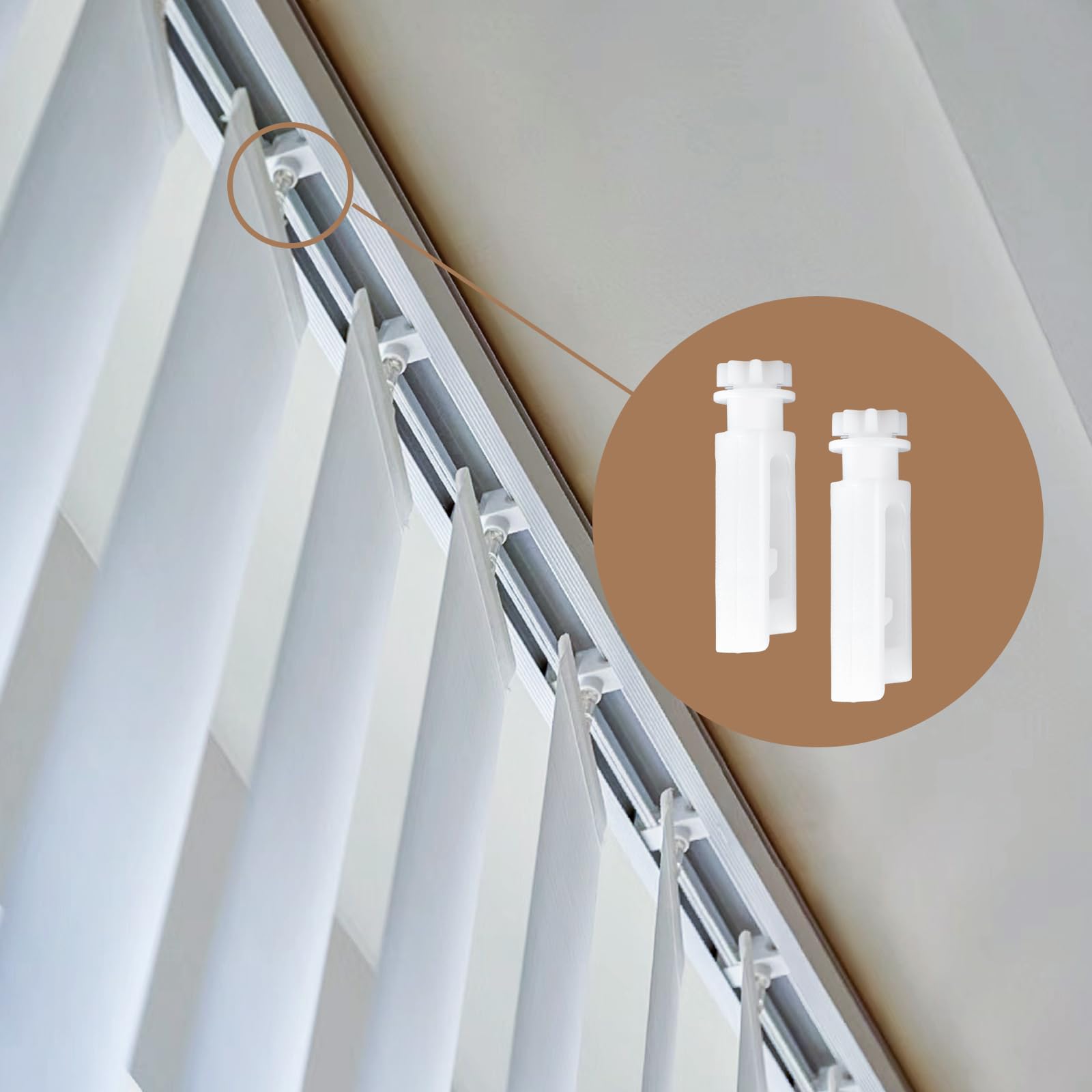 20 Pieces Vertical Blind Repair Carrier with Stem White Plastic Vertical Blind Repair Replacement Parts Vertical Blinds Curtain Accessories