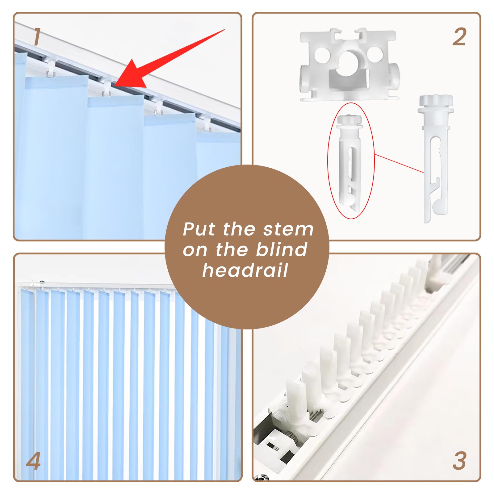 20 Pieces Vertical Blind Repair Carrier with Stem White Plastic Vertical Blind Repair Replacement Parts Vertical Blinds Curtain Accessories