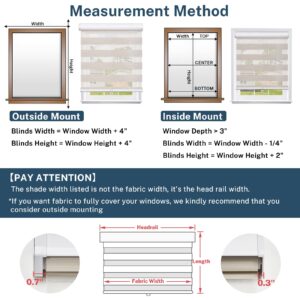 Pasoun Zebra Blinds Cordless Dual layer Window Shades Blackout Roll up Blinds Light Control Day and Night Easy to Install Roller Shades for Home（ Autumn，18" W X 48" H ）