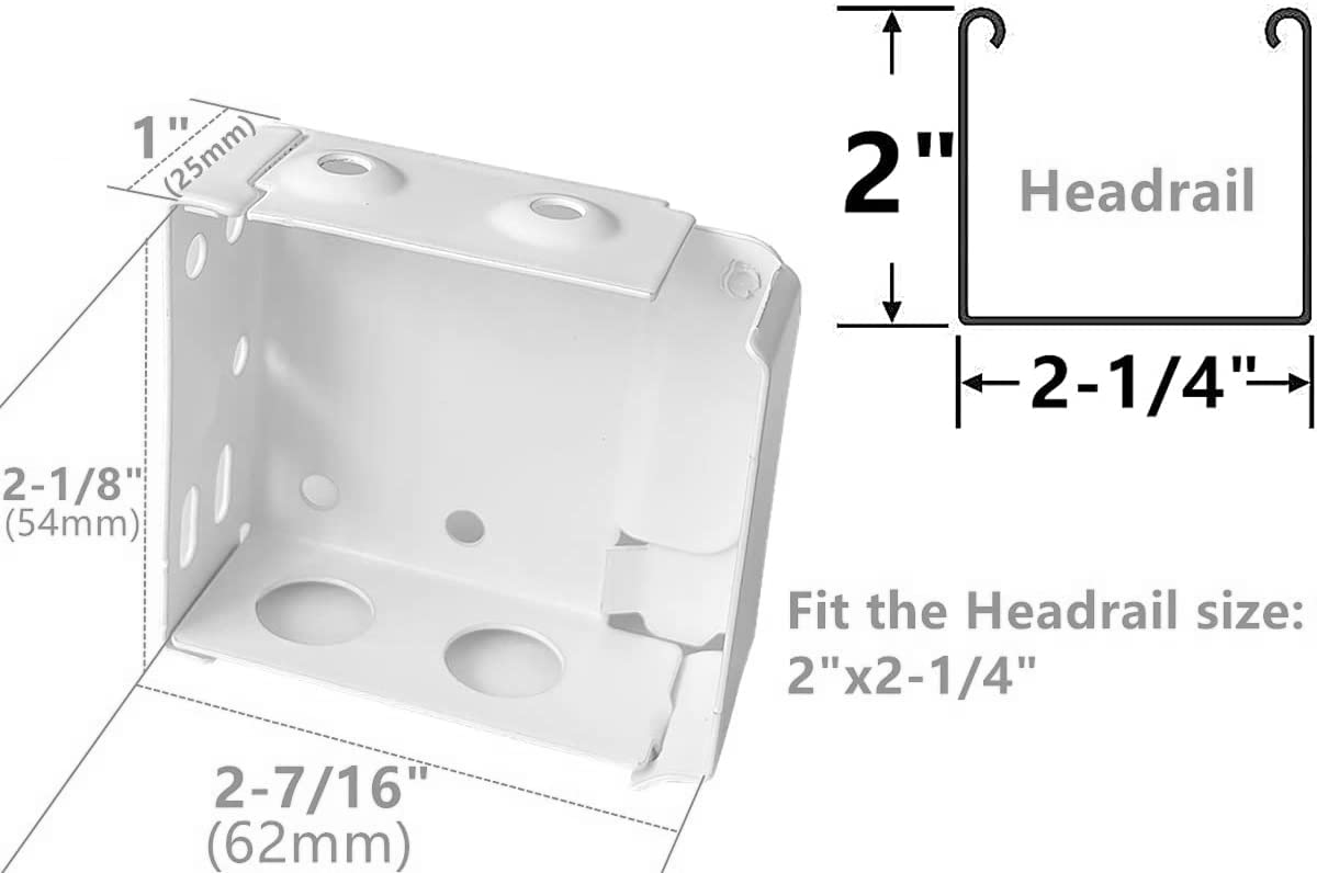 4pcs Box Mounting Bracket 2sets for High Profile Blinds 2inch White Color Window Blinds Headrail Bracket