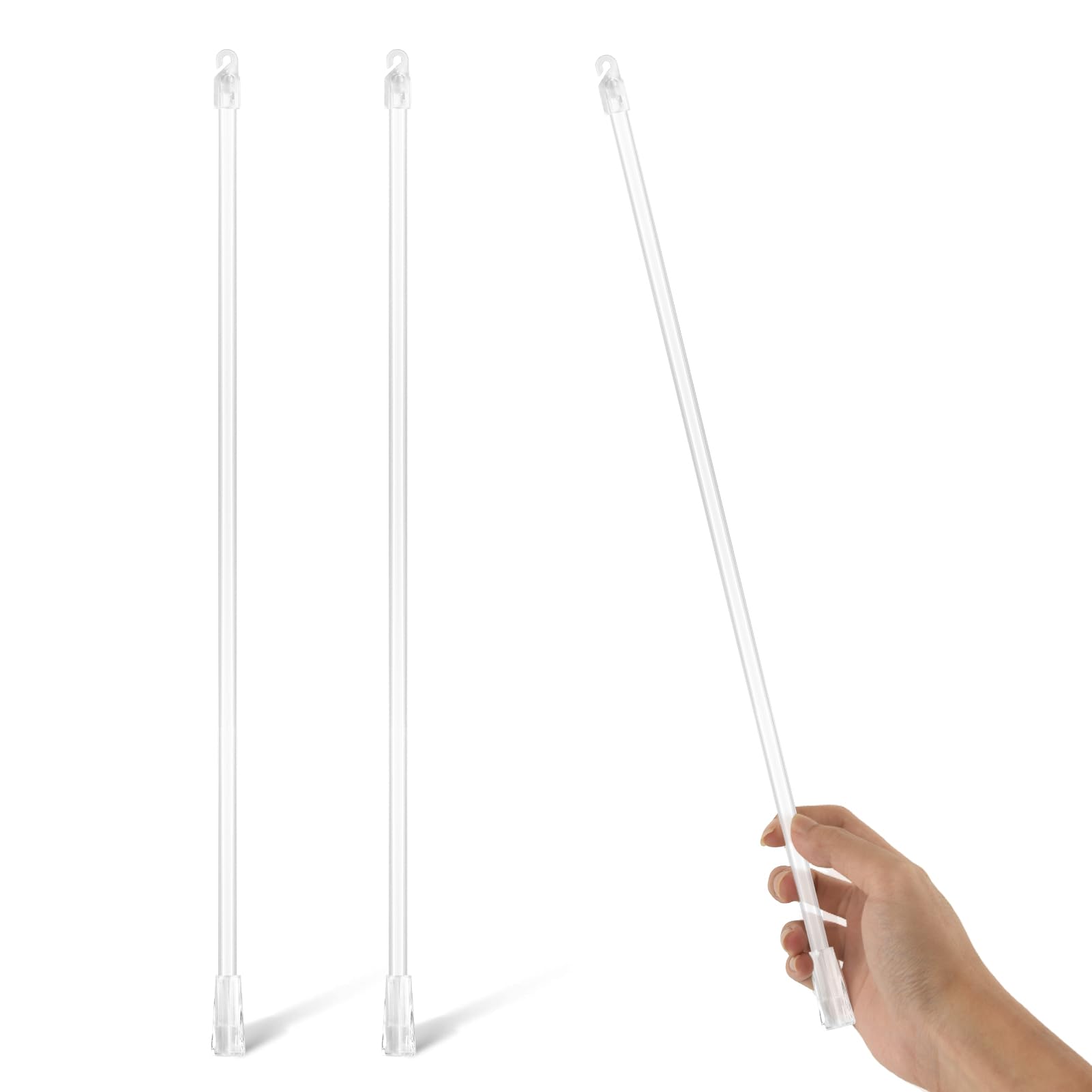 AOOCEEPAW 17 Inches 2 Pieces Blind Wand, Vertical Blinds Replacement Parts, Tilt Wand Replacement, Clear Blind Rod with Hook and Grip, Plastic Blind Opener, Long Window Blind Stick Tilt Rod