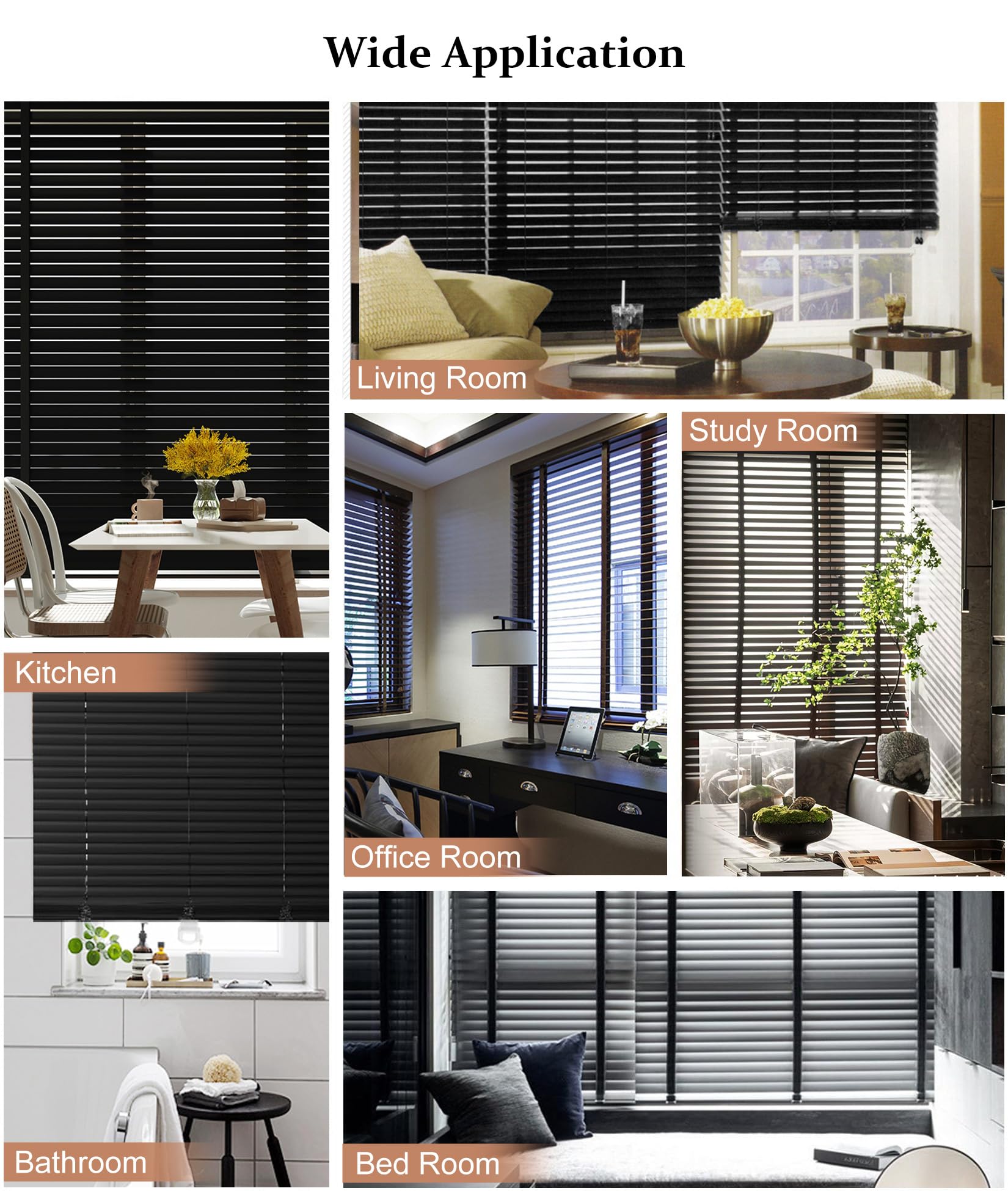 Wooden Blinds for Windows, 5cm Slats Wood Window Blinds & Shades, Blackout Blinds Venetian Blindsfor Interior Windows, Filtered Light Horizontal Blinds Privacy Curtains