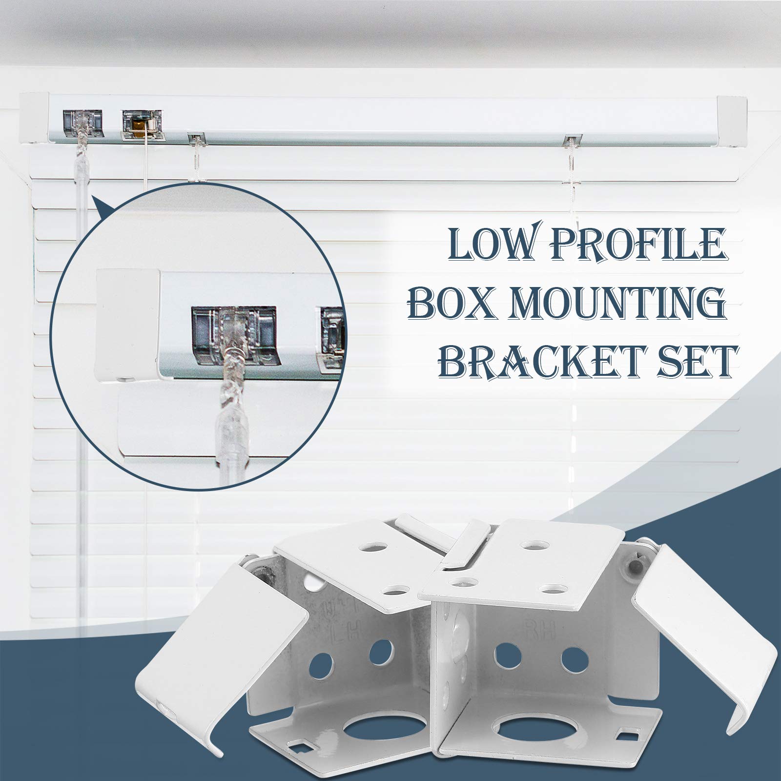 Hotop Blind Brackets Low Profile Box Mounting Bracket for Window Blinds, White (6 Pieces, 1 x 1 Inch)