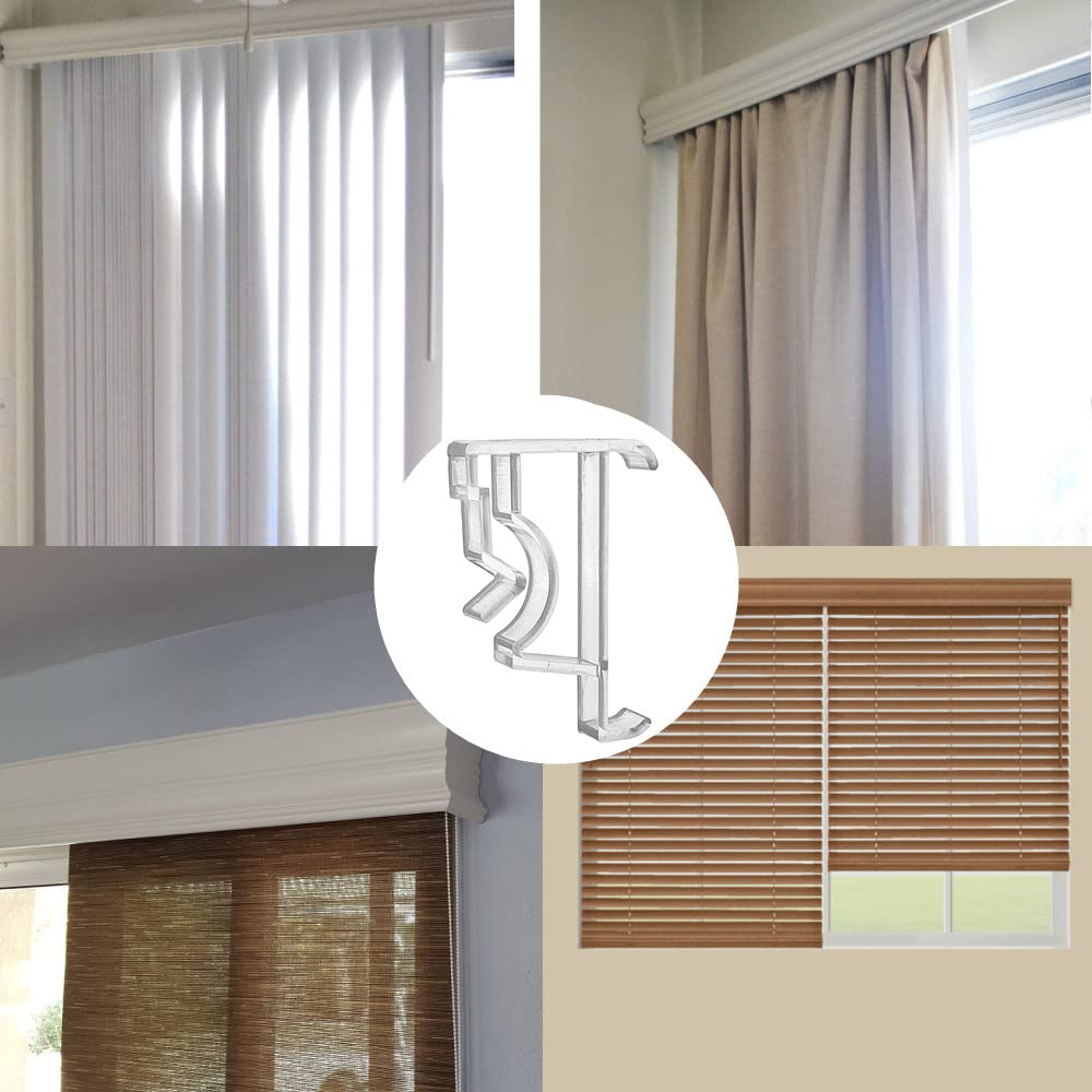 Cutelec Valance Clips 2inch 5pcs Clear Plastic Hidden Retainer Holder for Window Blind Valance,Horizontal Faux & Wood Blinds Cover Hold Clip