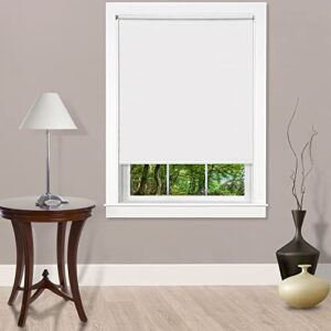 Cordless Tear Down Light Filtering Shade - 55 Inch Width, 72 Inch Length - White- Cord-Free Customizable Room Darkening Horizontal Mini Vinyl Windows Blinds for Interior by Achim Home Decor