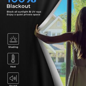 Sumobaby 75"x57" Portable Blackout Curtains, Blinds for Windows with Hook & Loop Tapes, 100% Blackout Window Shades, Window Curtains Easy to Cut Fit for Bedroom, Baby Room and TV Room (Black)