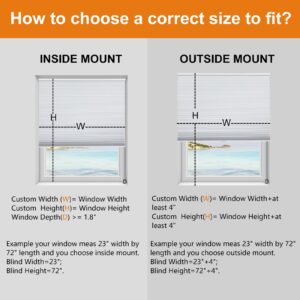 Persilux Cordless Blackout Honeycomb Window Shades, Room Darkening Blinds for Home - 23"W x 48"H, Easy Install