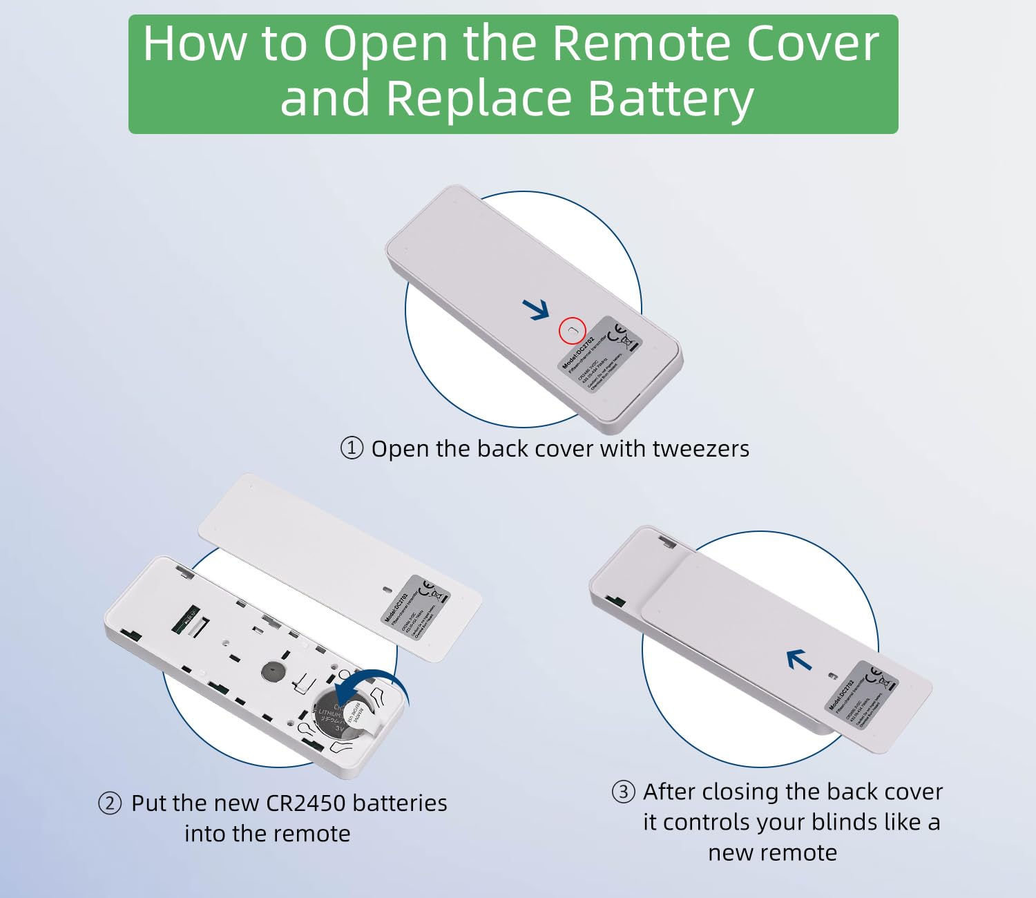 HUIYEETEX 15 Channel Blind Controller - DC2702 Wireless Control for Motorized Roller Shades, RF 433.92 Wall Control Emitter