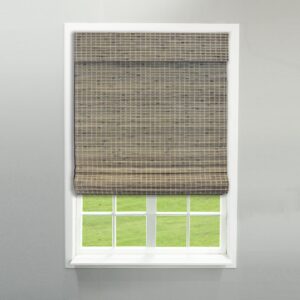 radiance cordless bamboo roman shades for windows - flatstick bamboo blinds for reduce bright light - bamboo roman shades for home & offices - driftwood - 29" w x 64" l - (2208852e)