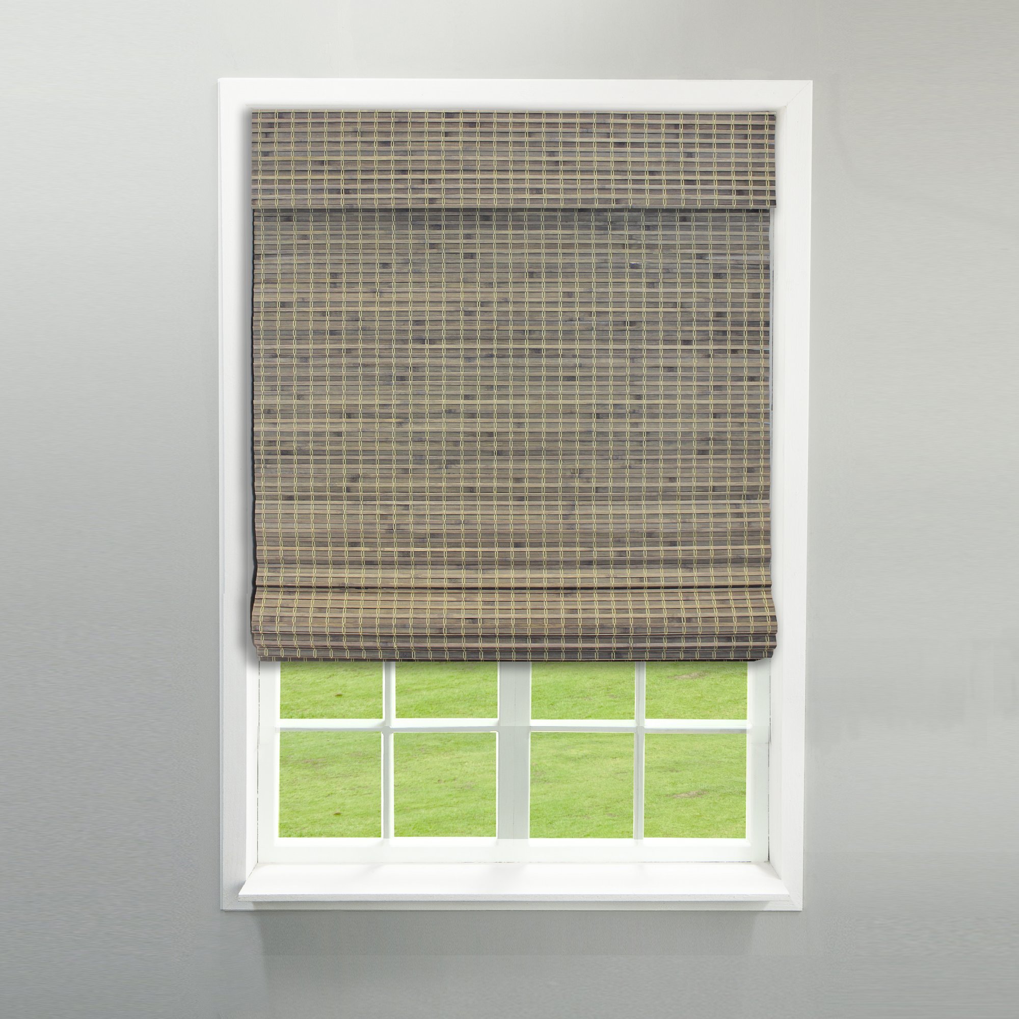 Radiance Cordless Bamboo Roman Shades for Windows - Flatstick Bamboo Blinds for Reduce Bright Light - Bamboo Roman Shades for Home & Offices - Driftwood - 29" W x 64" L - (2208852E)