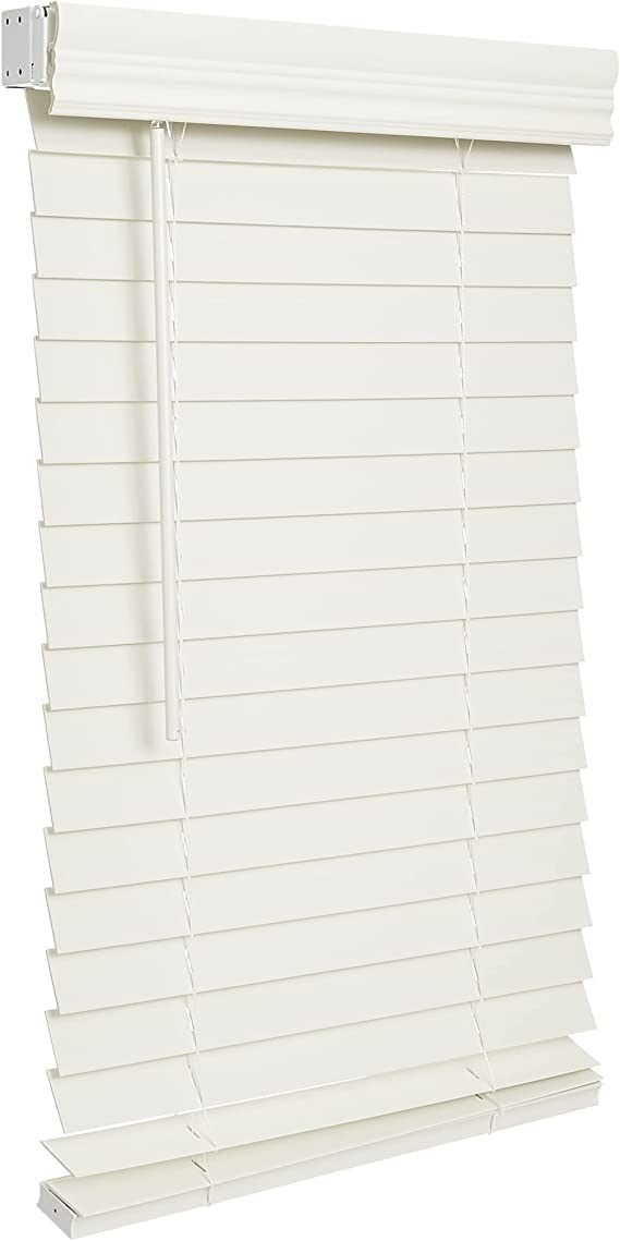 LOTUS & WINDOWARE Cordless 2" Faux Wood Blind 31" Wide x 72" Long, Soft White, Smooth (FCX3172WH) - 31 x 72,Soft White