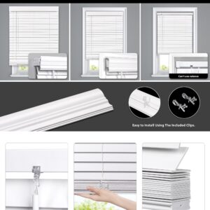 LazBlinds 2-inch Cordless Faux Wood Blinds with Royal Valance, Room Darkening Horizontal Window Blinds, Inside Mount Blinds for Windows - Actual Blinds Size: 70.5'' W x 72'' H - White